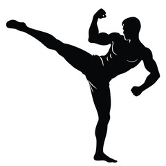 martial artist executing high kick vector
