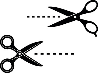 A vector set features sharp, open metal scissors, essential cutting tools often used in the office or by a barber.