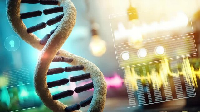 Sustainable DNA technology with organic elements and biotech innovation, future of DNA engineering with eco-friendly design, conceptual sustainable DNA structure in green tech environment
