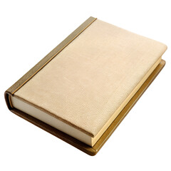 Fototapeta premium Tan colored book with textured cover at an angle view isolated on transparent background.