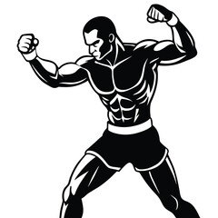 Fototapeta premium vector silhouette of fighters boxing in action