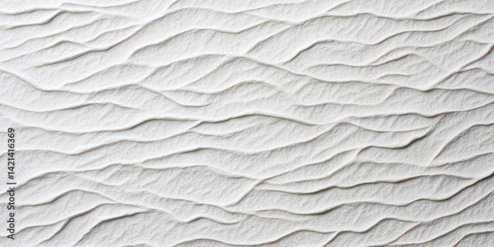 Poster Horizontal textured white surface with rhythmic wave patterns and shadows.