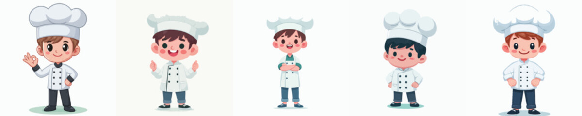 set vector kids in chef costume