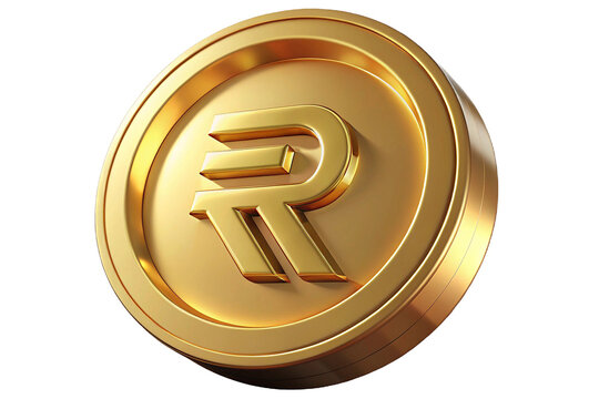 Digital R Token: Shiny Gold Coin with Embossed Emblem