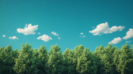 Obraz premium Serene Canopy: Lush Trees Embracing the Sky, A Vibrant Summer Scene Underneath a Azure Sky