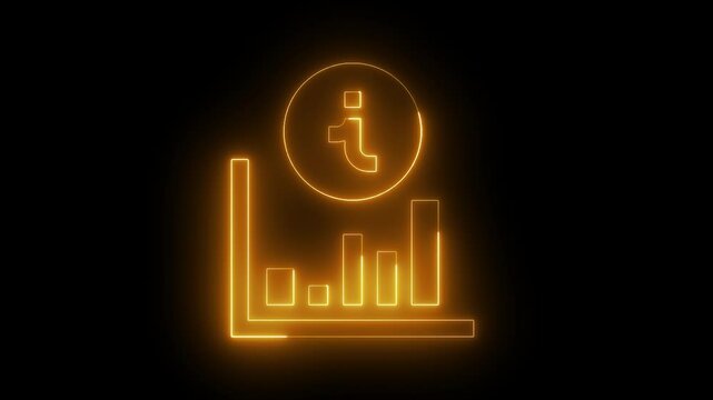 neon business graph animation background, glowing Business growth concept, Neon business graph chart icon animation on isolated Neon business growth idea