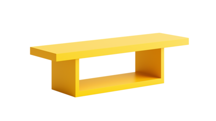 A sleek yellow wooden table with a smooth rectangular top and sturdy legs, perfect as a stylish desk or modern furniture piece isolated on white background or transparent png 