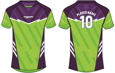 Sports jersey t shirt design concept vector template, Abstract texture pattern Raglan Round neck tees football jersey concept with front and back view for Cricket, soccer, Volleyball, Rugby uniform