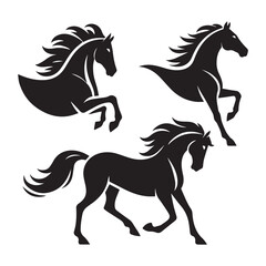 create simple black Horse Silhouette Vector with white background
