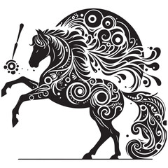 create simple black Horse Silhouette Vector with white background