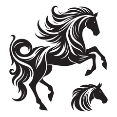 create simple black Horse Silhouette Vector with white background