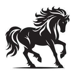 create simple black Horse Silhouette Vector with white background	
