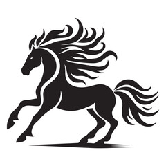 create simple black Horse Silhouette Vector with white background	
