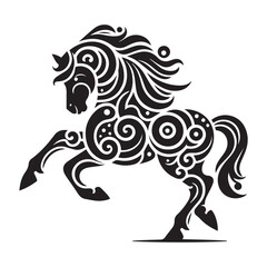 create simple black Horse Silhouette Vector with white background	
