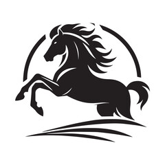 create simple black Horse Silhouette Vector with white background	
