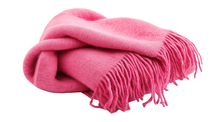 A cozy pink wool scarf with a stylish, perfect for adding warmth and flair to any outfit isolated on white background or transparent png 