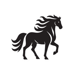 create simple black Horse Silhouette Vector with white background	
