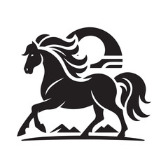 create simple black Horse Silhouette Vector with white background	
