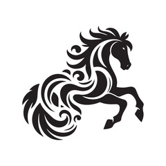 create simple black Horse Silhouette Vector with white background	
