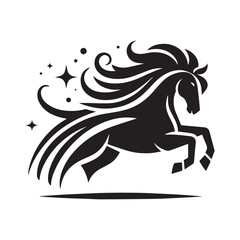 create simple black Horse Silhouette Vector with white background	
