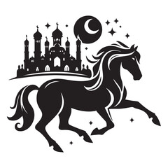 create simple black Horse Silhouette Vector with white background	
