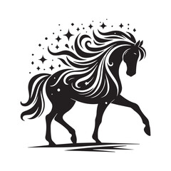 create simple black Horse Silhouette Vector with white background	
