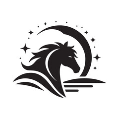 create simple black Horse Silhouette Vector with white background	
