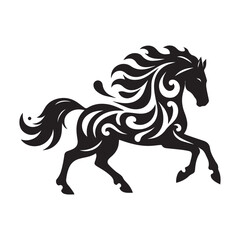 create simple black Horse Silhouette Vector with white background	
