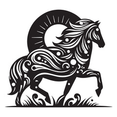 create simple black Horse Silhouette Vector with white background	
