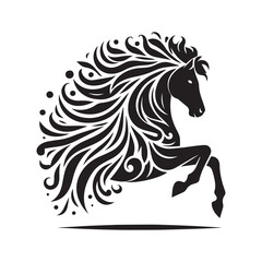 create simple black Horse Silhouette Vector with white background	
