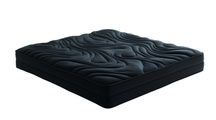 A comfortable black mattress offering a perfect balance of support and softness for a restful night's sleep isolated on white background or transparent png