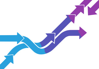 Merging arrows streamline process concept image. Clipart image isolated on white background.
