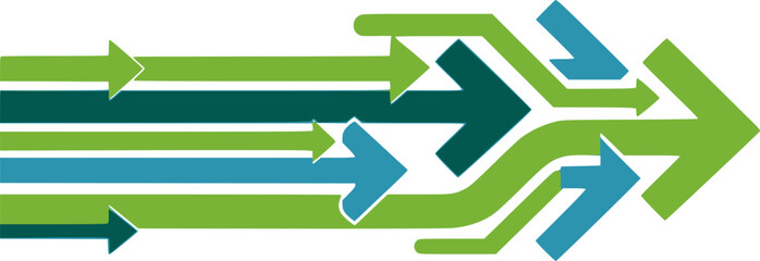 Fototapeta premium Merging arrows streamline process concept image. Clipart image isolated on white background. 