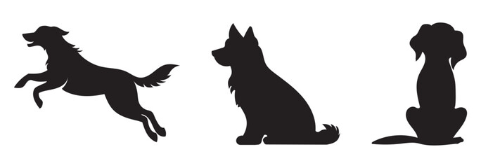 Labrador Retriever Dog collection silhouette black vector on white background