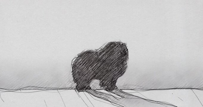 Dogs Evolution Timeline in Pencil Drawing Style