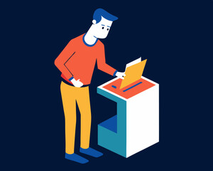 Obraz premium man with vote box vector silhouette illustration isolated on white background