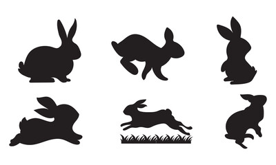 Easter bunny silhouettes vector illustration