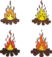 Set of camping fire vector art
