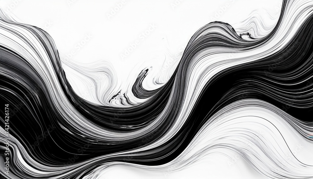 Poster fluid black and white abstract wave texture for modern web design, branding background or minimalist