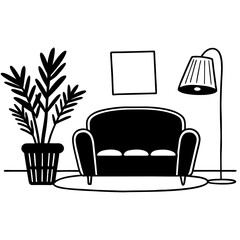 Modern living room with sofa and contemporary decor