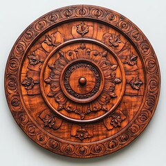 Naklejka premium Intricate floral mandala pattern in wood texture high resolution picture