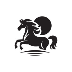 create simple black Horse Silhouette Vector with white background	
