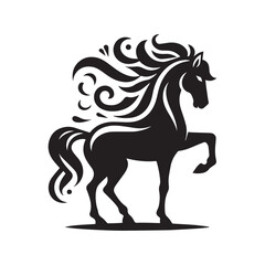create simple black Horse Silhouette Vector with white background	
