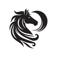 create simple black Horse Silhouette Vector with white background	
