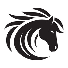 create simple black Horse Silhouette Vector with white background	
