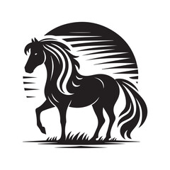 create simple black Horse Silhouette Vector with white background	
