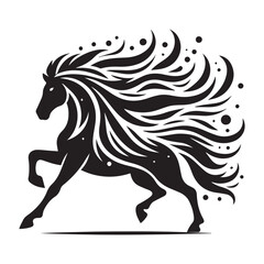 create simple black Horse Silhouette Vector with white background	
