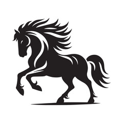 create simple black Horse Silhouette Vector with white background	
