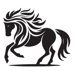 create simple black Horse Silhouette Vector with white background	
