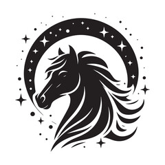 create simple black Horse Silhouette Vector with white background	
